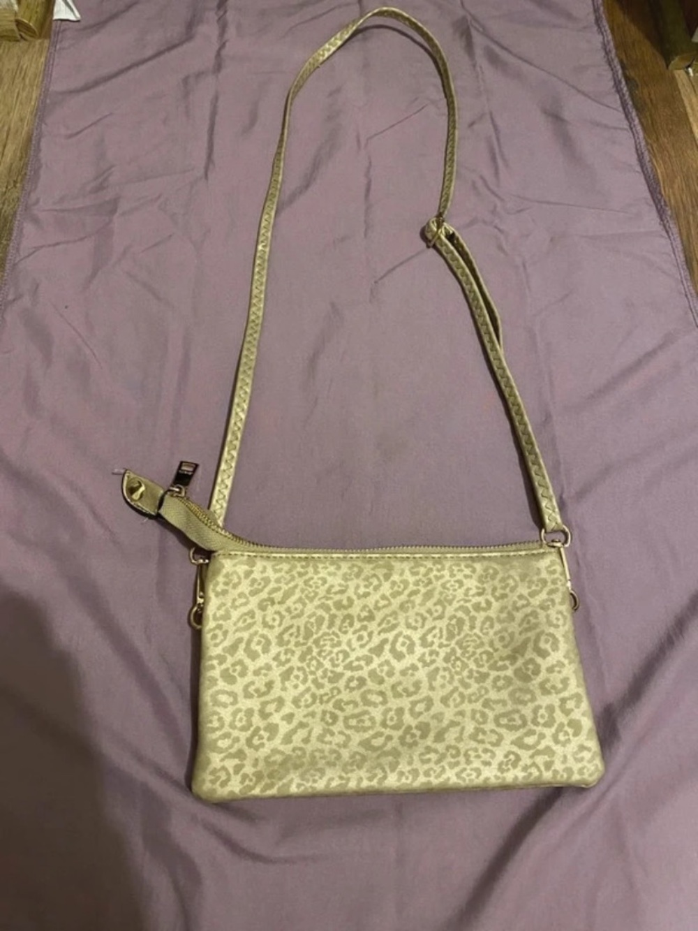 Gold Leopard Print Crossbody Bag - Women